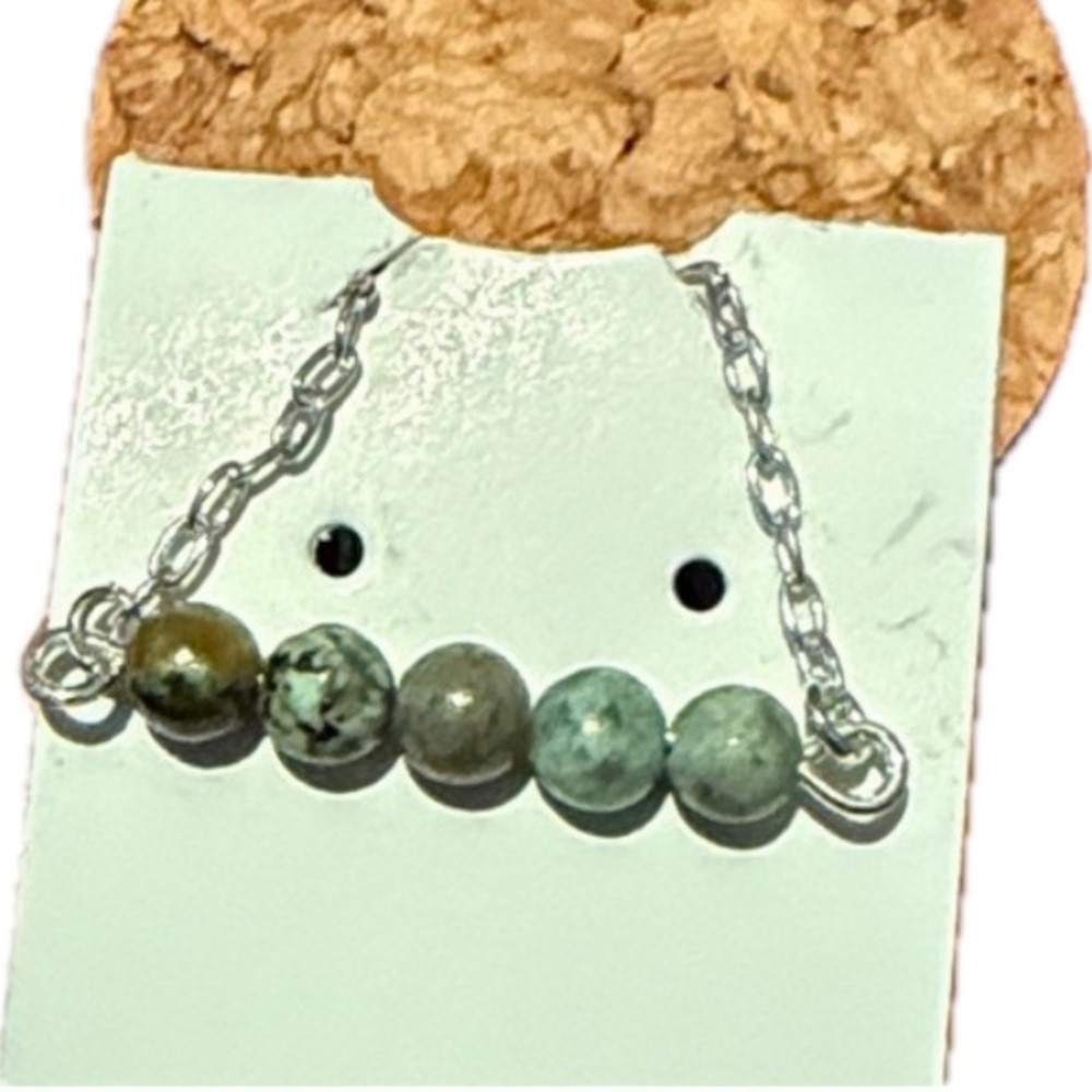 Sterling Silver and Green Beaded Necklace gift ready made in USA